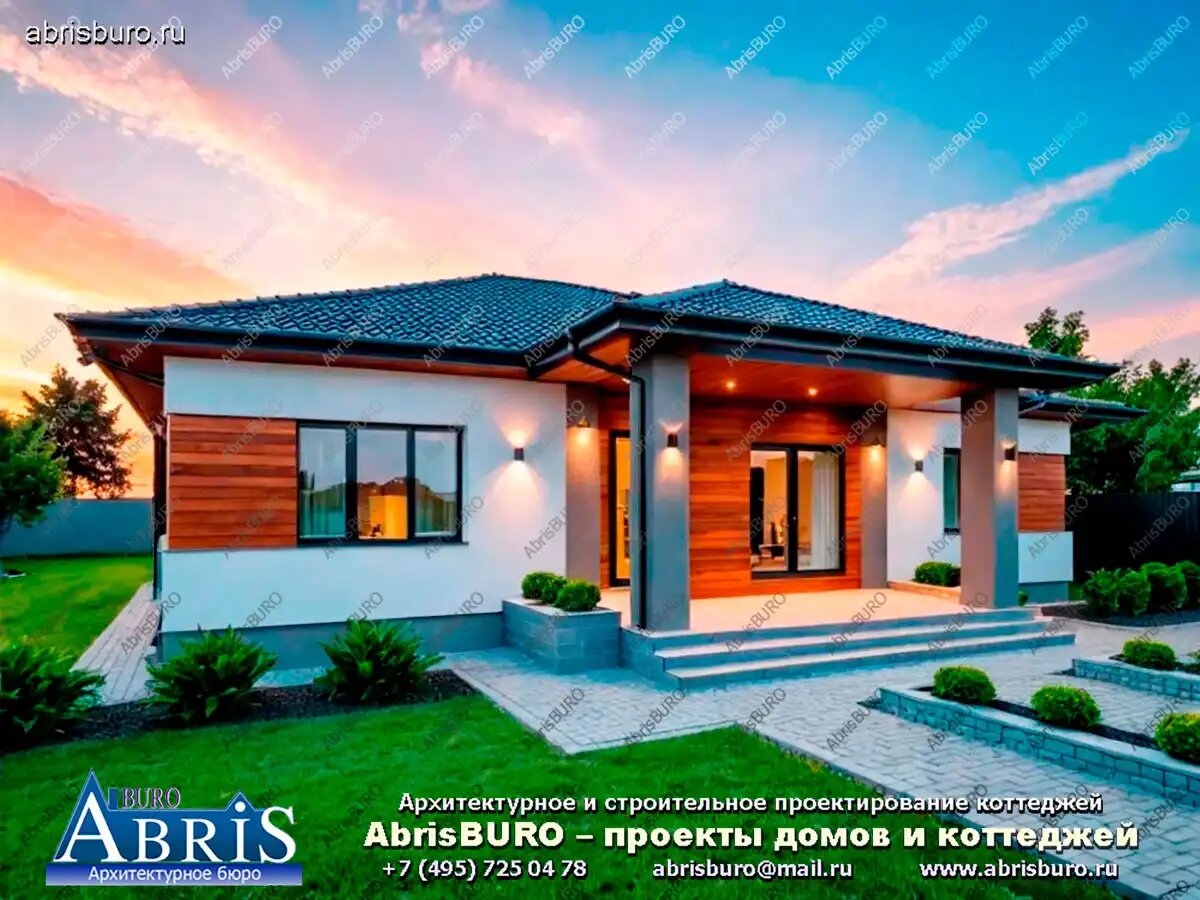 Визуализация главного фасада коттеджа