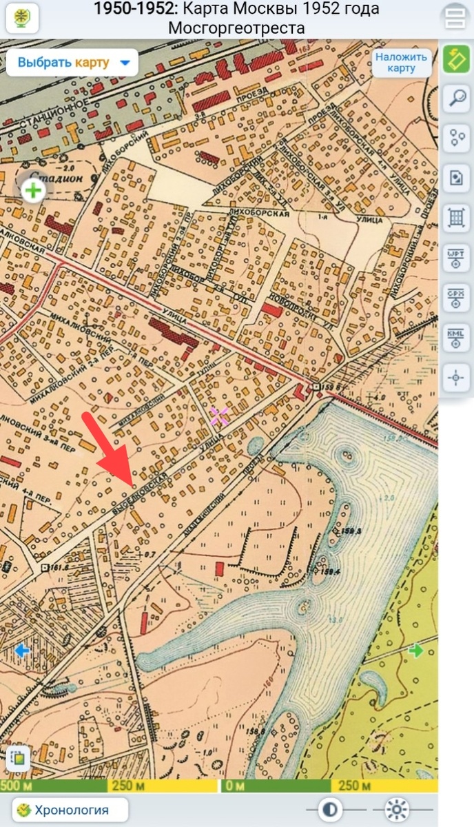 Скриншот из карты 1952 года 
