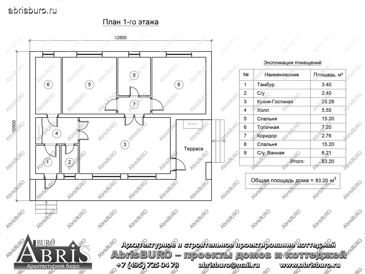 План 1-го этажа дома (Plan of the first floor of the house)