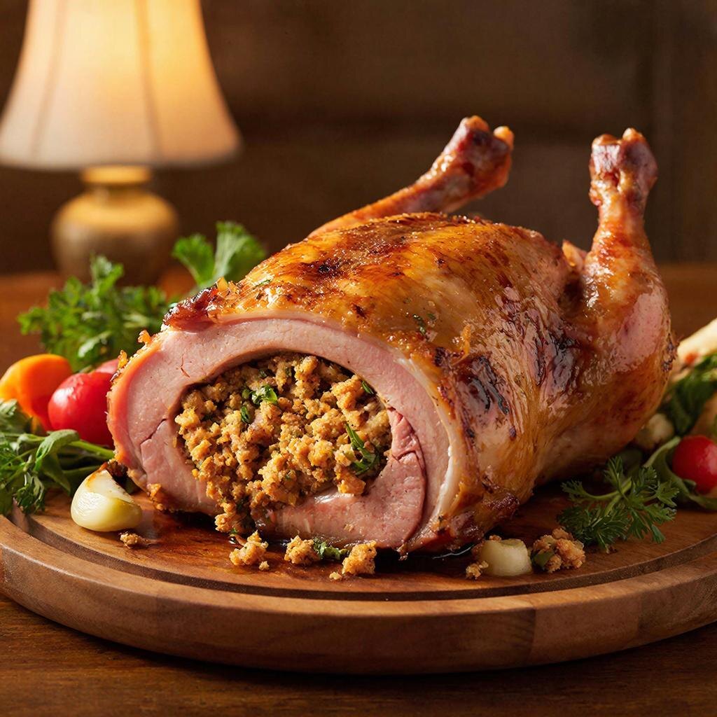 Деликатес с историей: Жареный поросенок с фаршем из своих внутренностей 