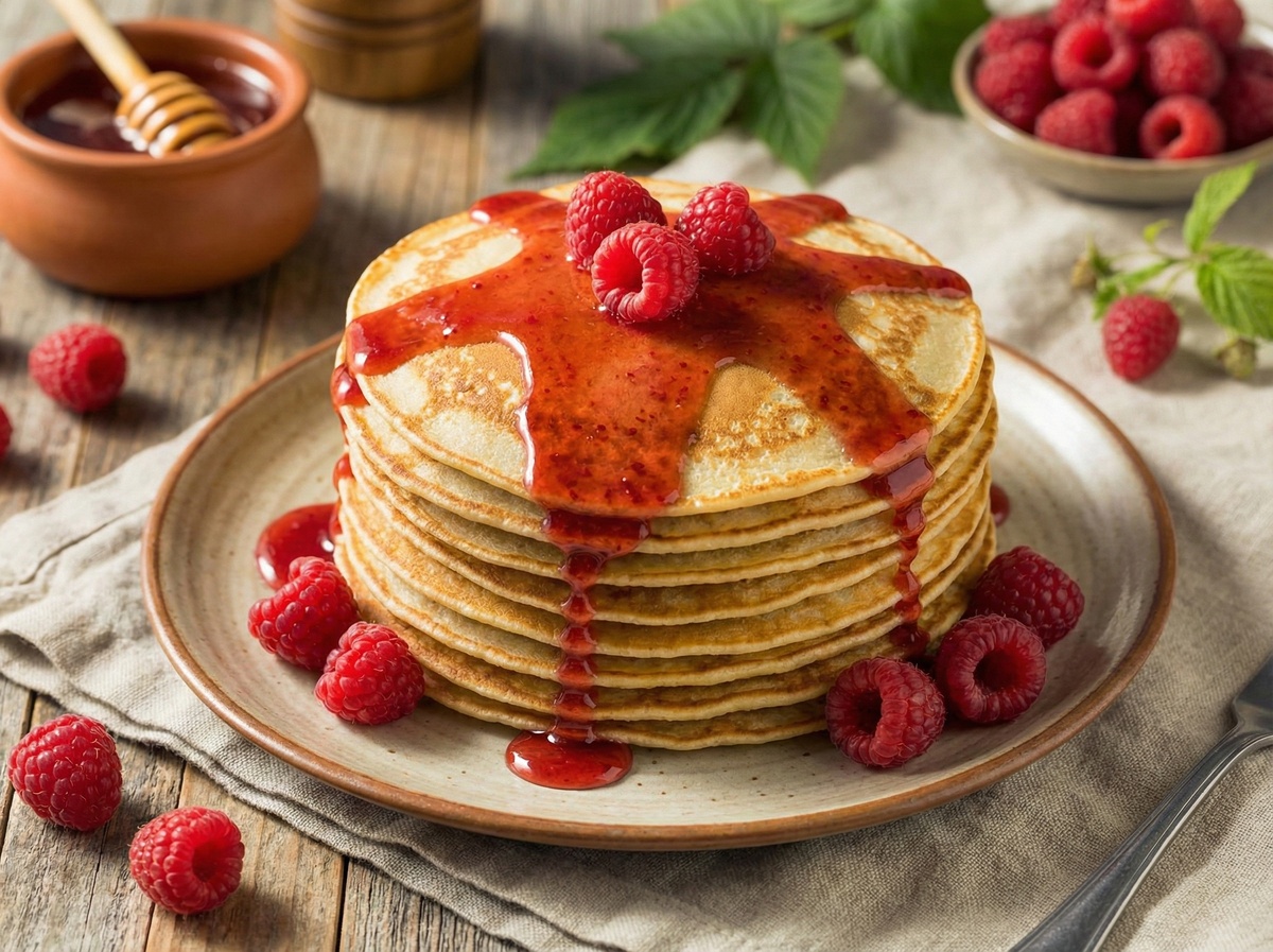 Блины с крем-медом малина