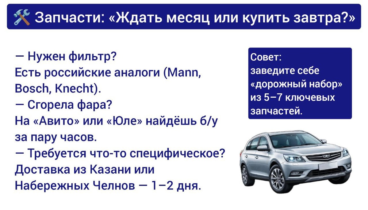 Запчасти: «Ждать месяц или купить завтра?»