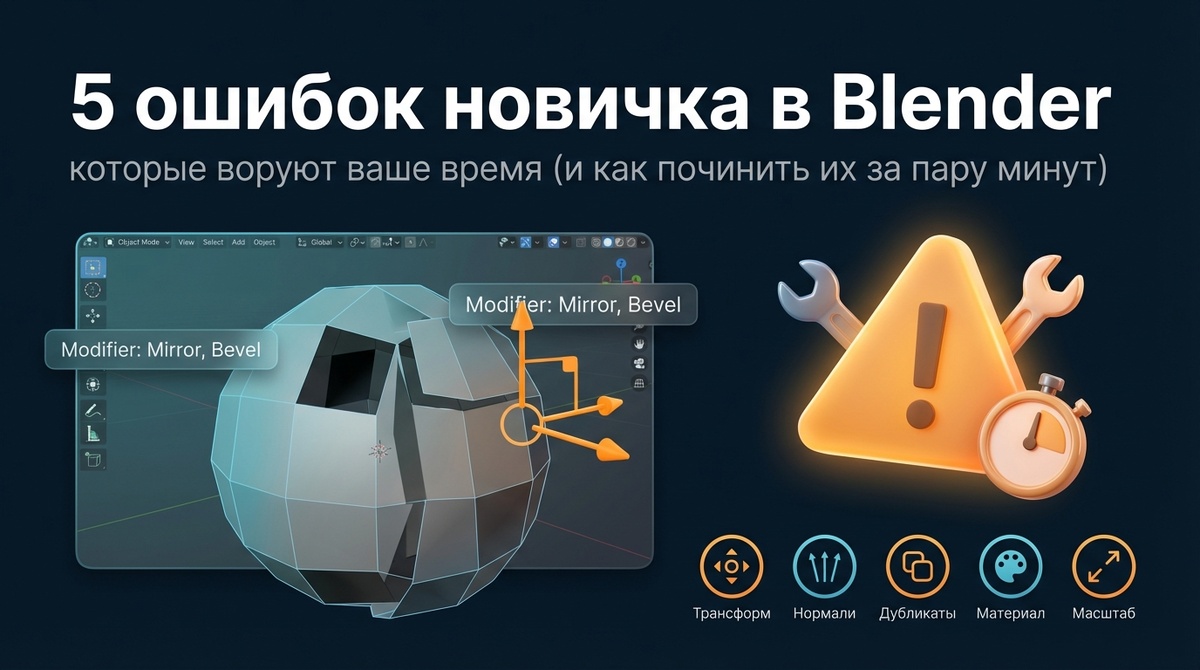 Если сцена ведёт себя странно, обычно это не баг Blender, а одна из этих ошибок. Простые действия — и всё снова работает. Читайте — и почините за 5 минут. 🔧