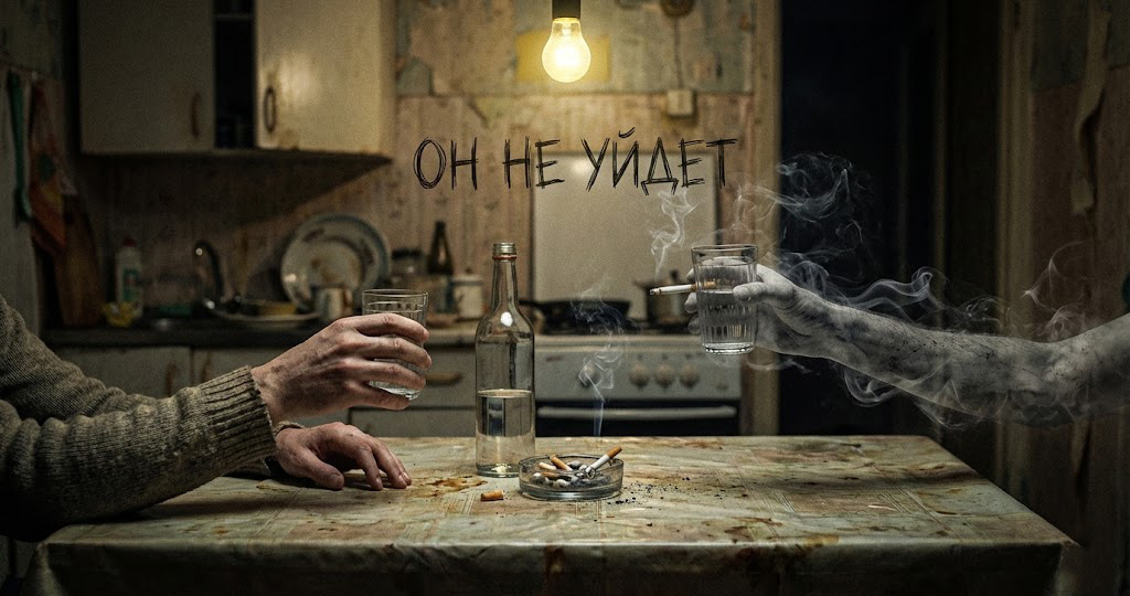 Жена ушла, забрав детей. Я сел пить на кухне один, но третий стакан кто-то наполнил за меня