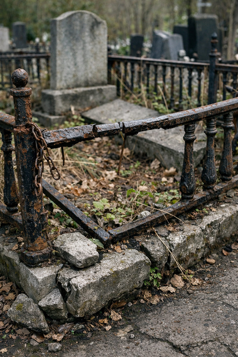 Если ограда падает или разрушается, все захоронение сразу же выглядит заброшенным.