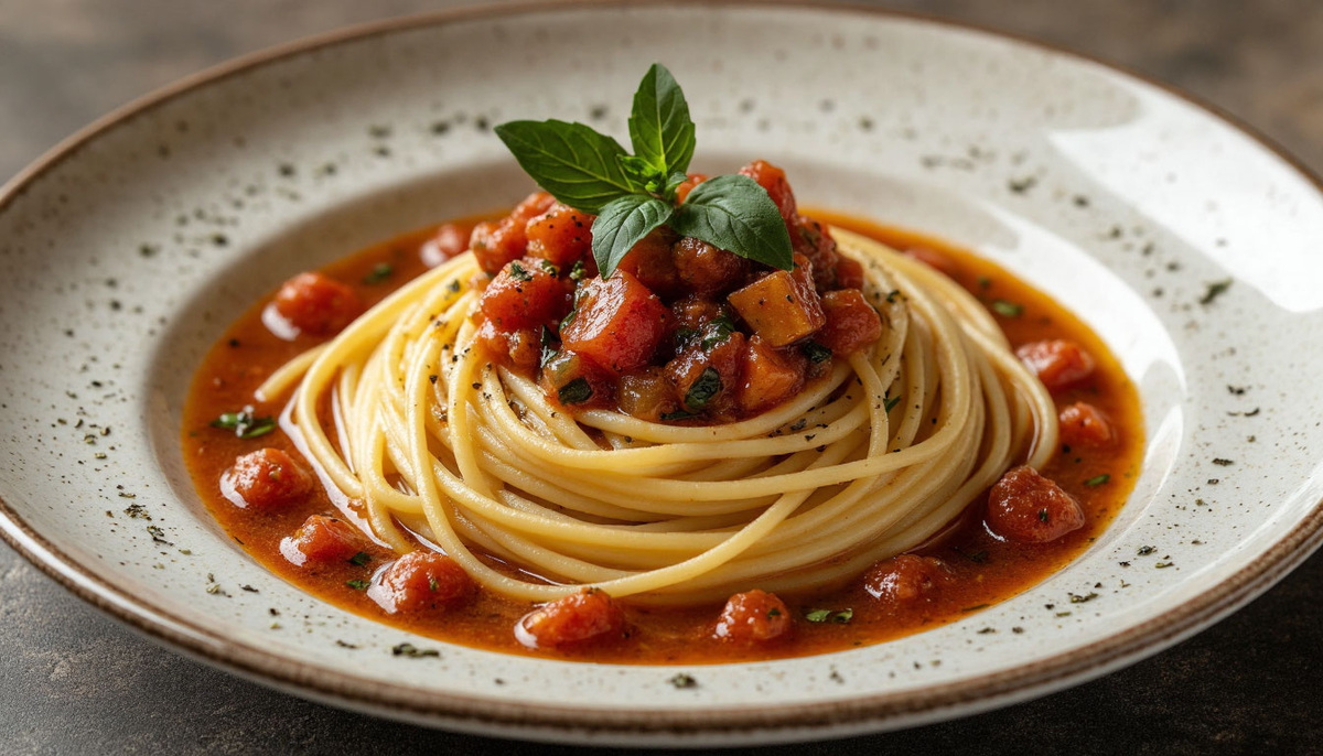 Фото 1: идеальная паста аль денте в тарелке (16:9).