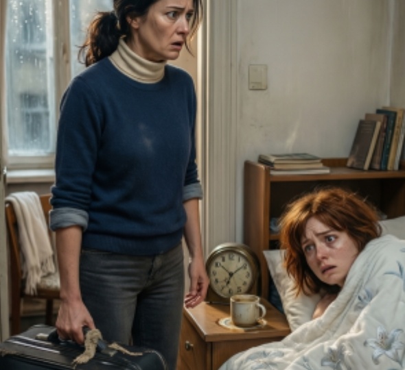 Анжела забыла билет на поезд и вернулся домой. На её кровати лежит молодая девушка