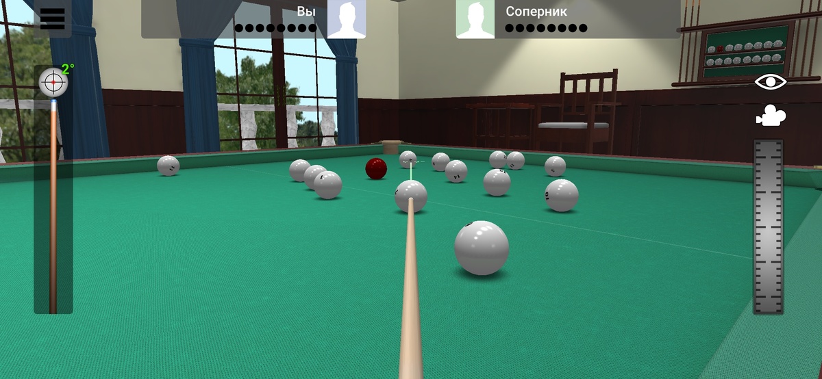 Скриншот симулятра бильярда. Фото автора