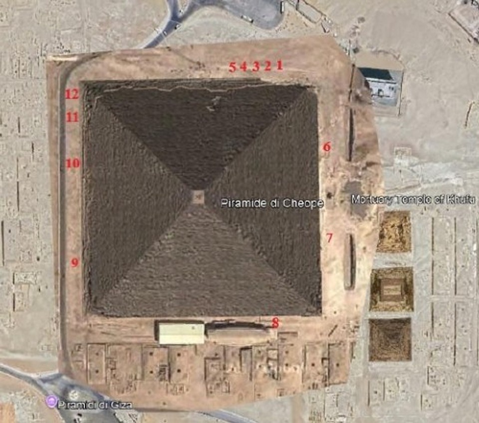    Инженер Донини исследовал износ пирамиды в 12 точках.