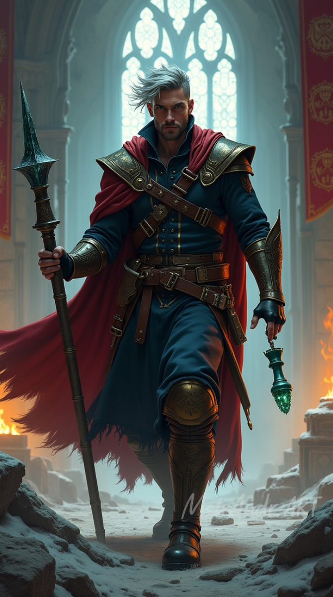 Фигура, идущая сквозь огонь.