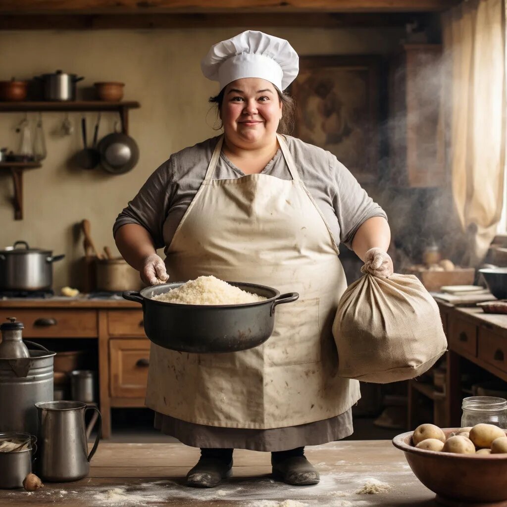 Искусственный интеллект сие сотворил. Извиняйте, кастрюля повисла в воздухе) Зато разовые перчатки в наличии!