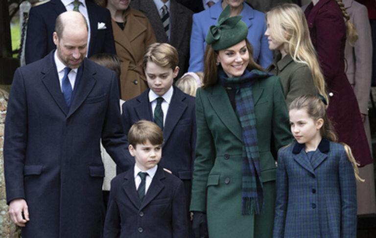    December 25, 2024, Sandringham, London, United Kingdom: Prince William, Kate Middleton and their children Prince George, Princess Charlotte and Prince Louis leaving the Christmas Day church service in Sandringham, United Kingdom. (Credit Image: Global Look Press/Keystone Press Agency)