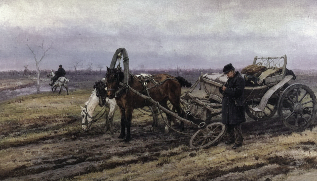 Весной и осенью в распутицу телега застревала в грязи и нередко ломалась