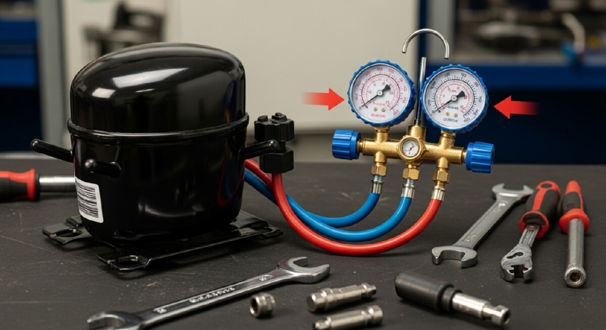 Проверка давления в системе холодильного агрегата