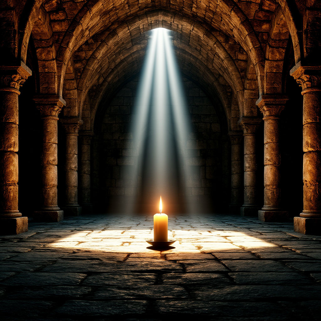 Царство Небесное не в каменных сводах. Оно — в свече, которая горит, пока молчат все остальные. Картинка с Шедеврума