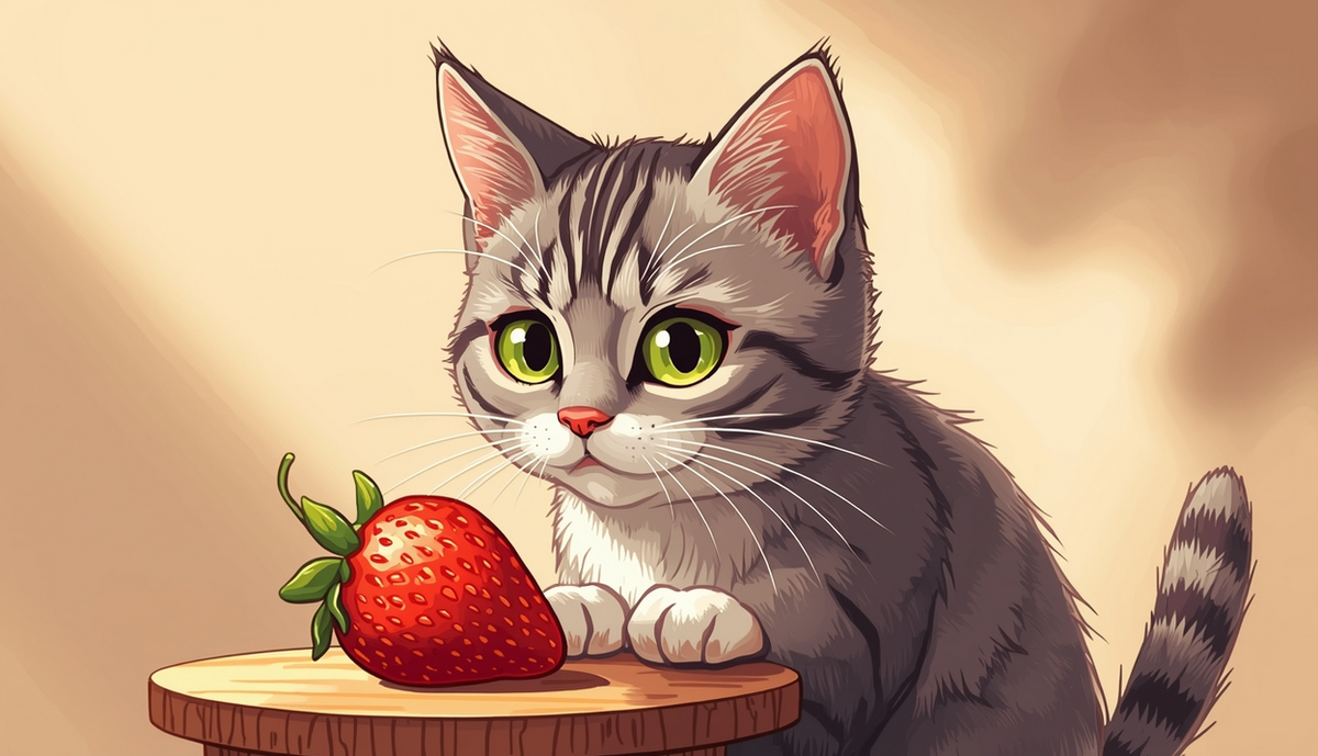 Кошка и клубника
