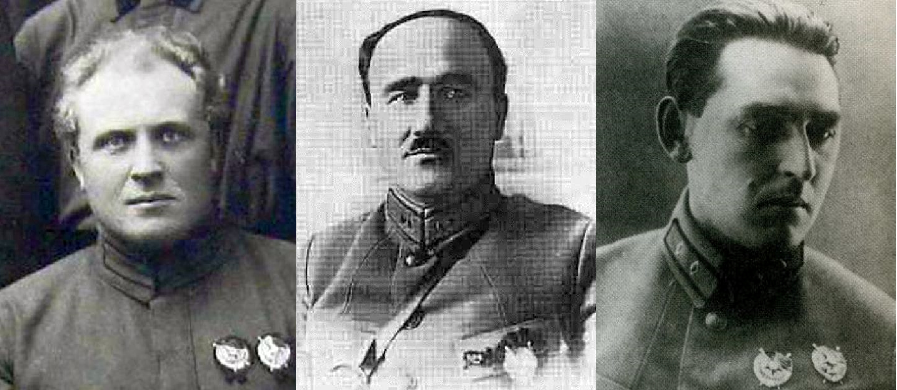 Красные командиры: И.И. Раудмец, В.С. Нестерович, Ю.В. Саблин. Фото из открытых источников