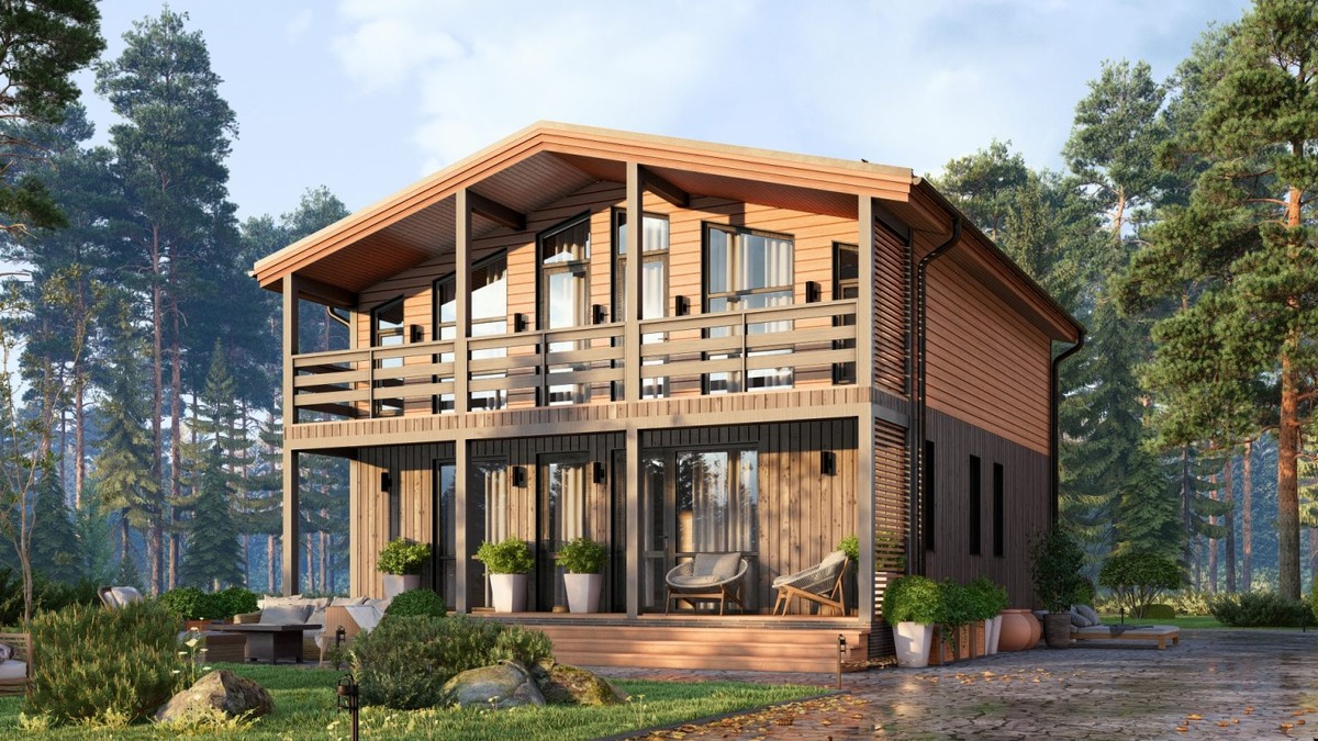 Проект каркасного дома Монарх 8,9х10,3м