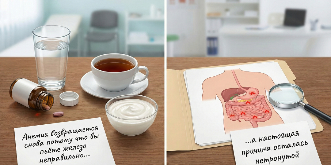 Анемия возвращается снова потому что вы пьёте железо неправильно — а настоящая причина осталась нетронутой