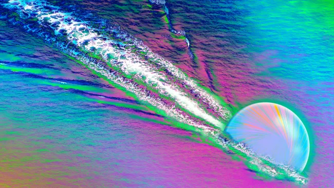 Кварк, движущийся сквозь первичный бульон или кварк-глюонную плазму, заполнявшую раннюю Вселенную, и создающий волну (Изображение предоставлено Хосе-Луисом Оливаресом/MIT)
