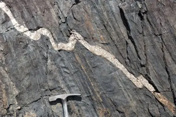 Рис. 1. Примеры пегматитовых жил в метаморфических породах.