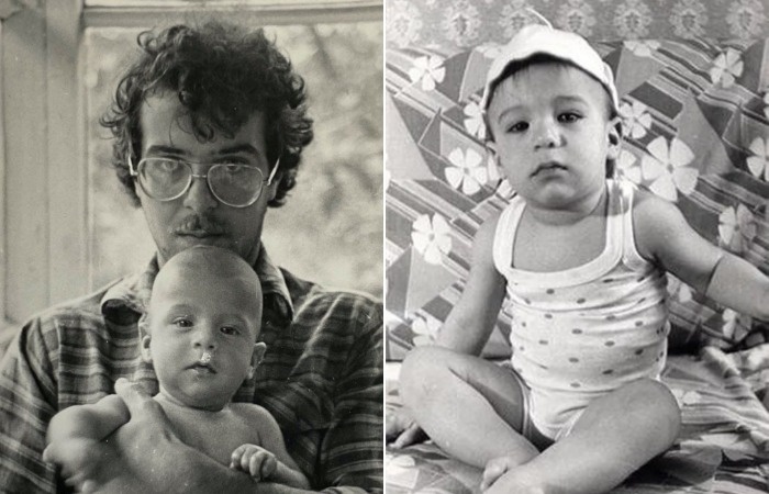 Иван Ургант в детстве с отцом.