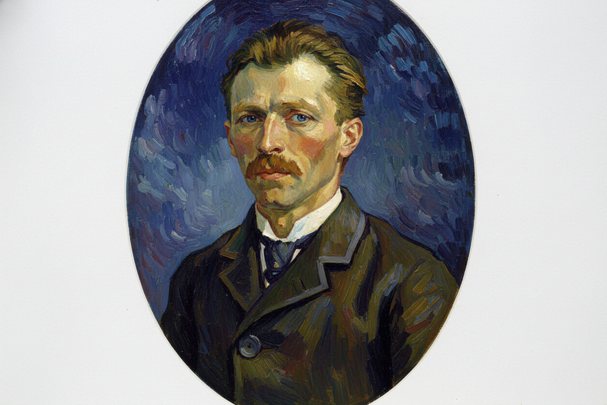 Тео Ван Гог, младший брат художника Винсента ван Гога. Картина сгенерирована нейросетью.