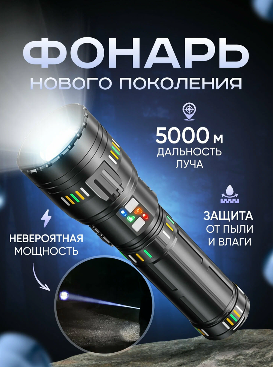 Фонарик лазерный аккумуляторный ручной 5000 длинный