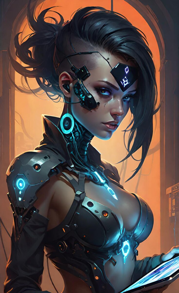 Киберпанковая аугментированная красотка