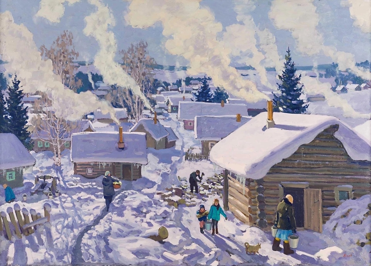 Картина: "Суббота. Бани топят", Попов П.П.