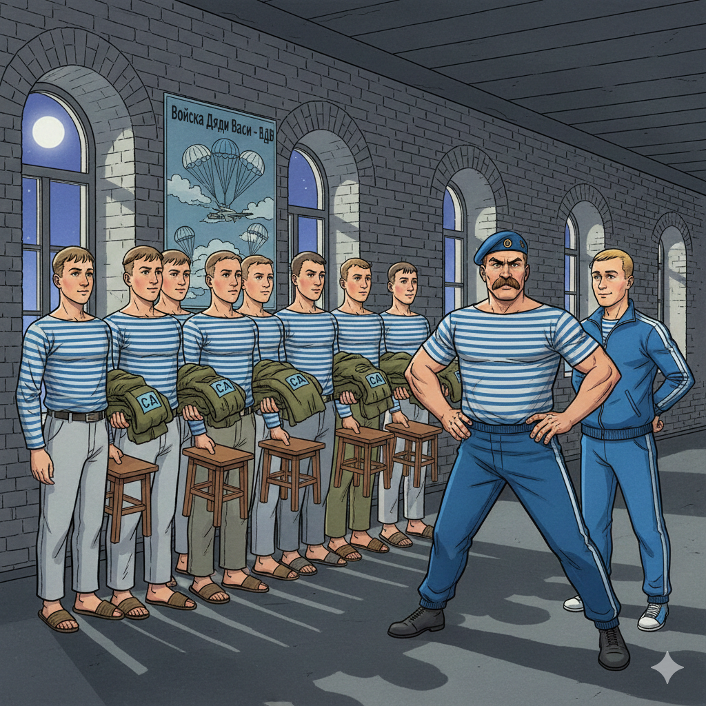 Сержант и не собирался отбивать третий взвод курсантов, как вдруг он увидел, что все курсанты молча встали, взяли табуреты в руки и мечтательно заулыбались. Сержант наморщил лоб и широко расставил свои накаченные задние лапы. Он хотел преподать нам урок по каратэ, но обломался. Сзади него тихо подошел невысокий блондин. Картинка ии, создана описанием автора.