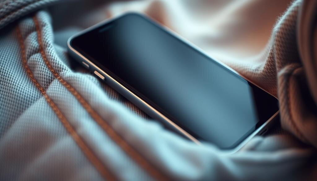    Изображение смартфона в кармане, создающего иллюзию вибрации