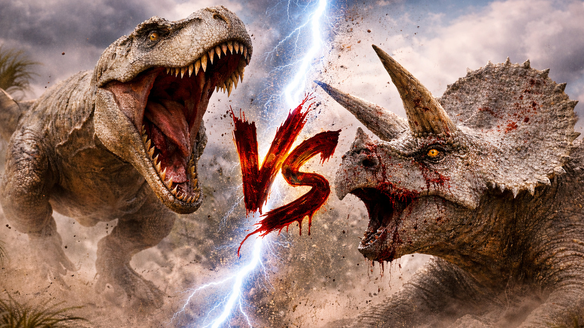 Как сражались Тираннозавр и Трицератопс?