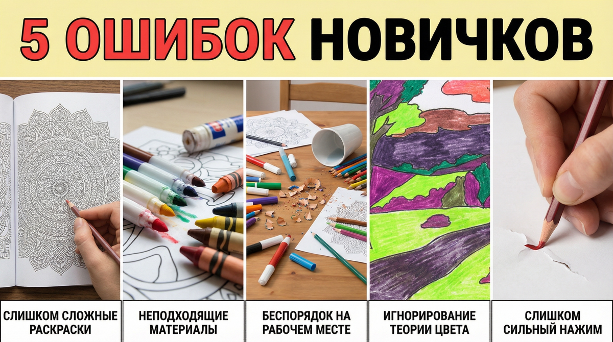 5 ошибок новичков при раскрашивании антистресс раскрасок