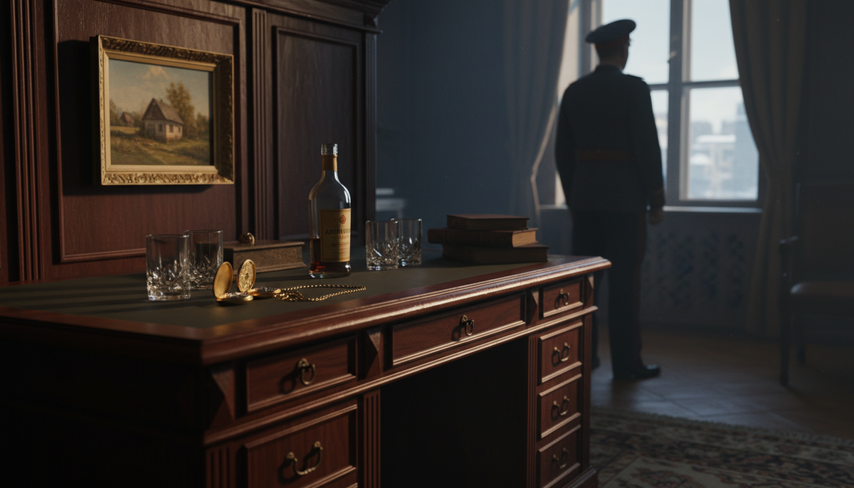  Роскошный кабинет советского чиновника с антиквариатом, хрусталем и дорогими картинами