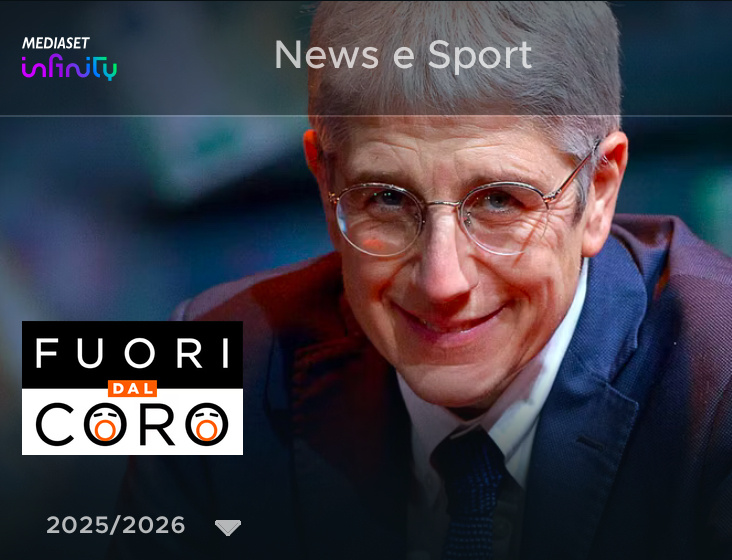 Марио Джордано, ведущий Fuori dal coro, mediasetinfinity.mediaset.it