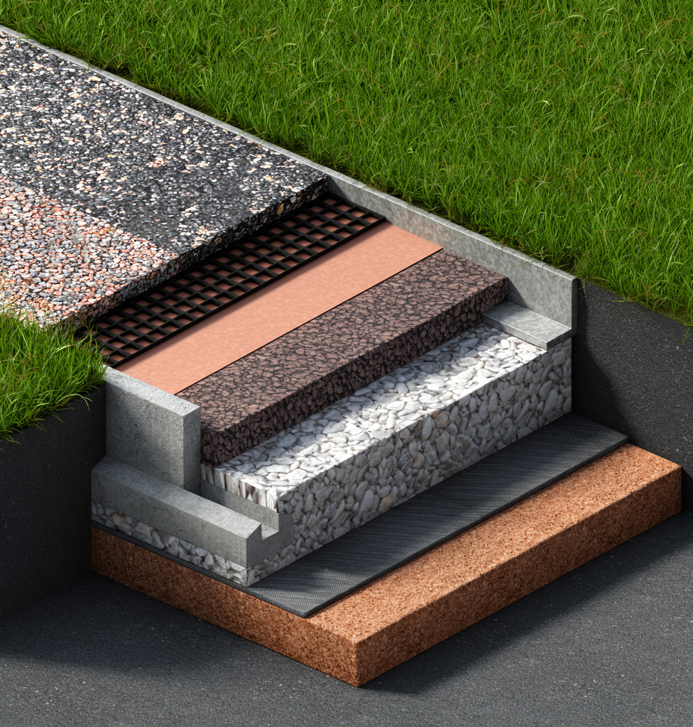 Монтаж каменного ковра без бетонного основания