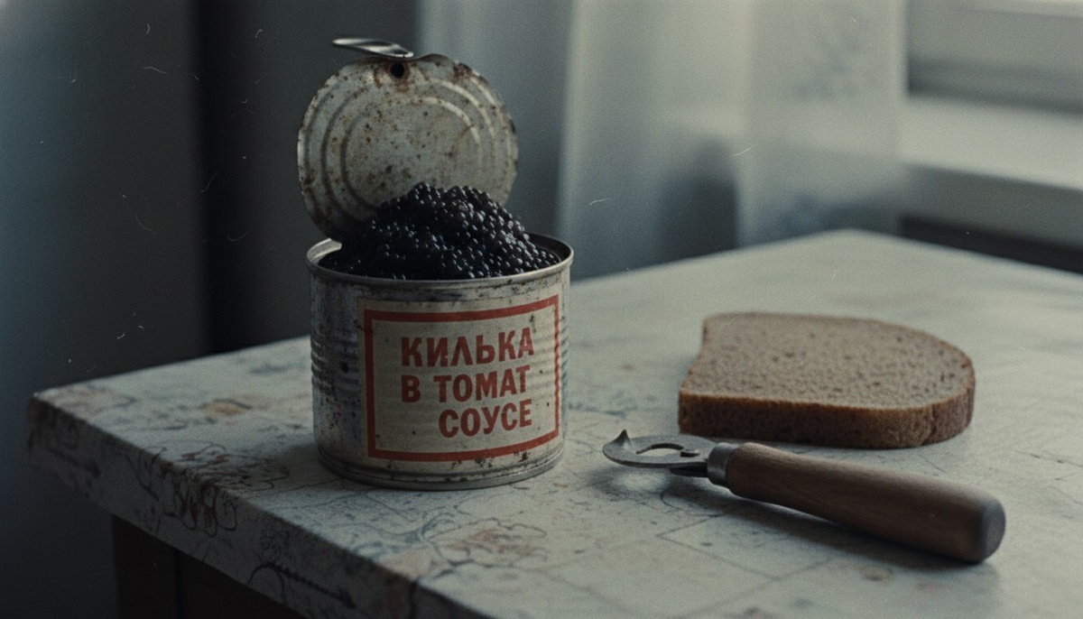 Та самая банка, с которой всё началось. Разница в цене между килькой и черной икрой была колоссальной, и именно на этой разнице строилась вся схема.