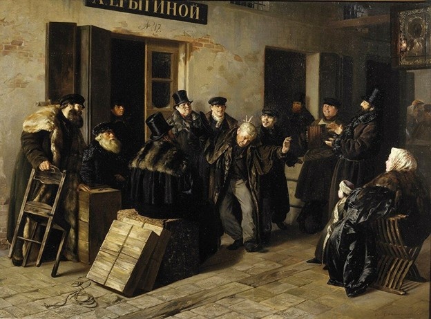 Прянишников «Шутники. Гостиный двор в Москве» Фото из открытого доступа.