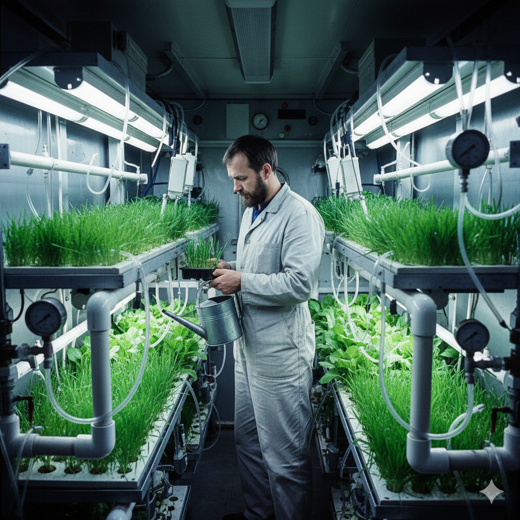 В «БИОС-3» не было смены дня и ночи в привычном понимании. Лампы горели круглые сутки, имитируя вечный солнечный день, необходимый для быстрого роста растений.