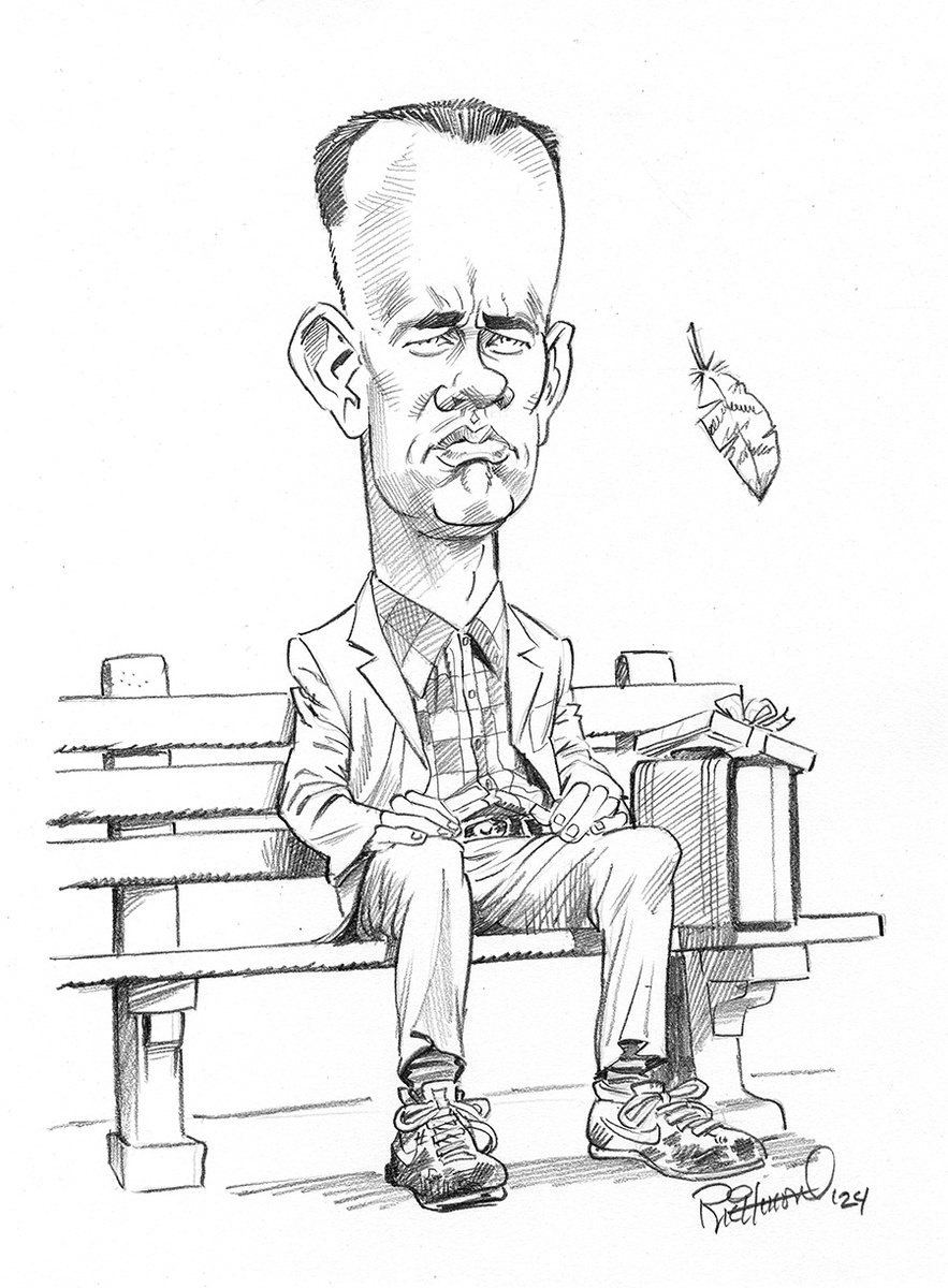 ШАРЖ ОТ ХУДОЖНИКА-КАРИКАТУРИСТА ТОМА РИЧМОНДА / Tomа Richmondа / Том Хэнкс (имя при рождении — Томас Джеффри Хэнкс) — американский актёр театра, кино, телевидения и озвучивания, продюсер, кинорежиссёр, сценарист и писатель