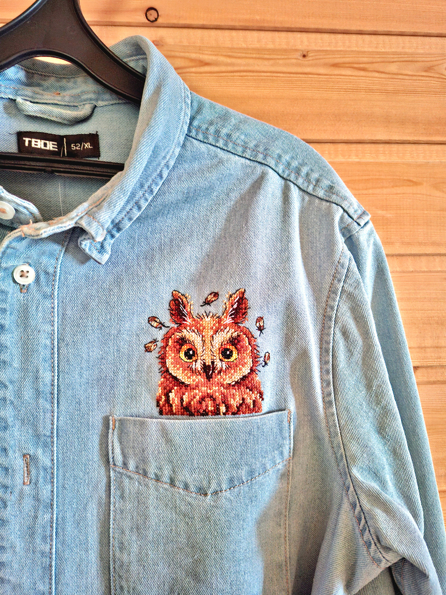 Набор для вышивания на одежде Любопытная совушка от МП Студия