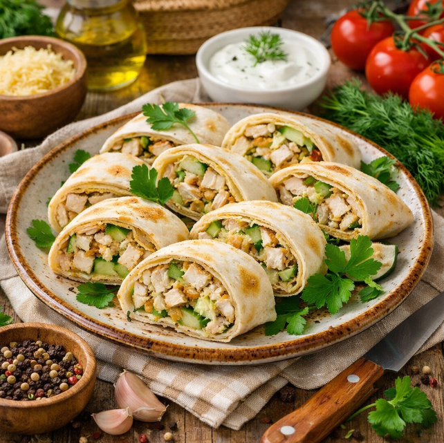 Лаваш с начинкой из курицы рецепты от Дарики