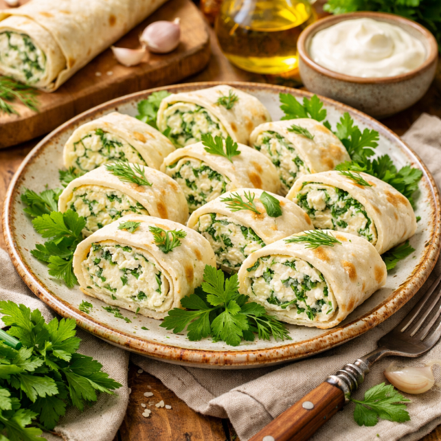 Лаваш с творогом и зеленью рецепты от Дарики