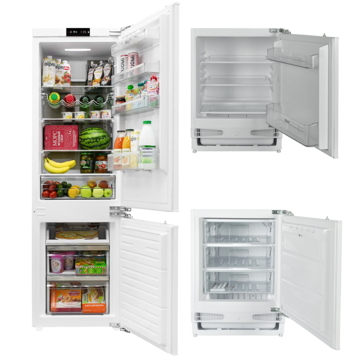 Большой холодильник в сравнении с отдельными холодильником и морозильником, встраеваемыми под столешницу, источник изображения - jackys-shop.ru