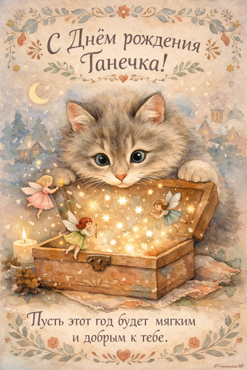 Открытка из серии «С днём рождения» от АРТ-мастерской ИИ ✨🐾