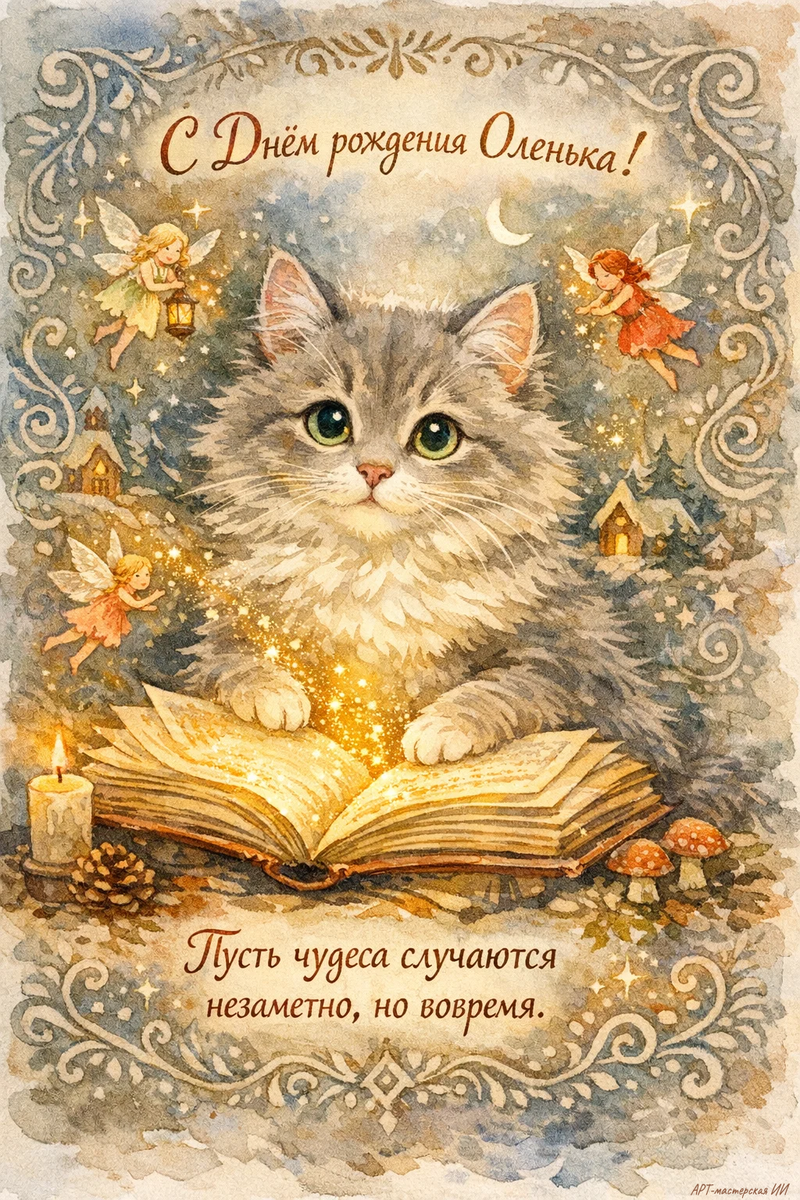 Открытка из серии «С днём рождения» от АРТ-мастерской ИИ ✨🐾