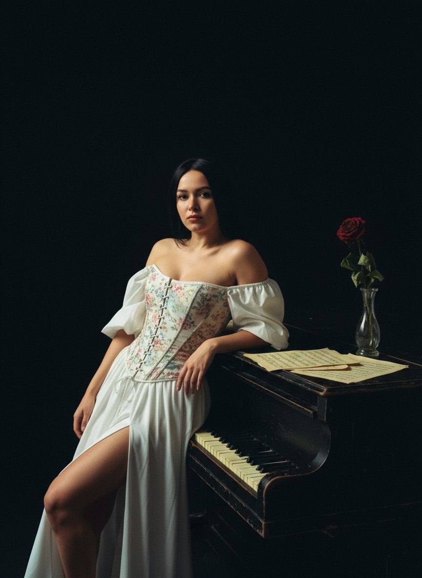 Девушка стоит у рояли — www.promtyi.com