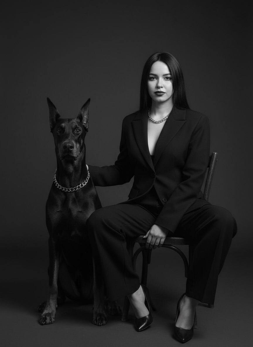 Девушка с доберманом — www.promtyi.com