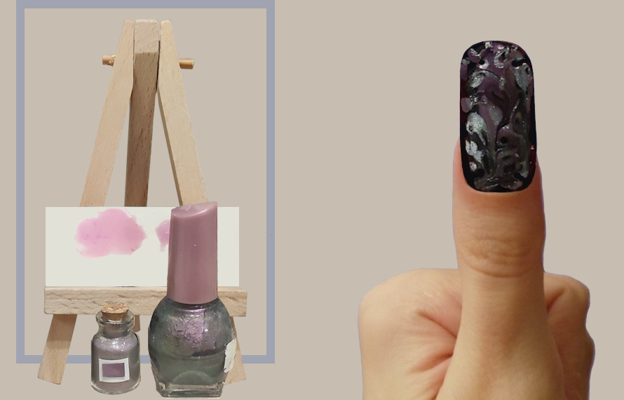 Коллаж. Серый хамелеон для натуральных ногтей